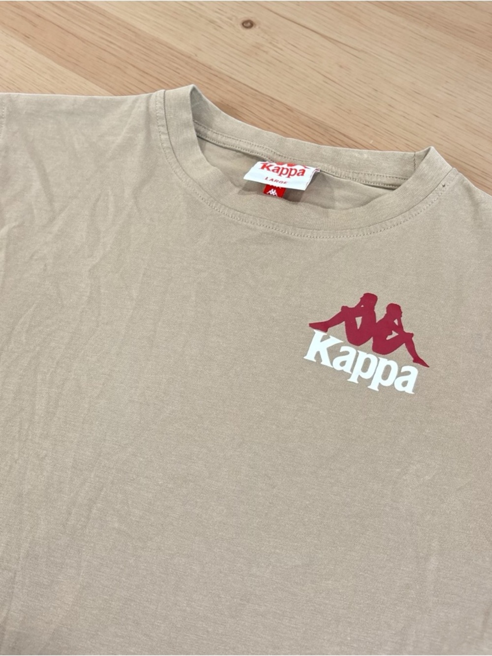 Kappa Beige Crewneck Tee with Red Logo